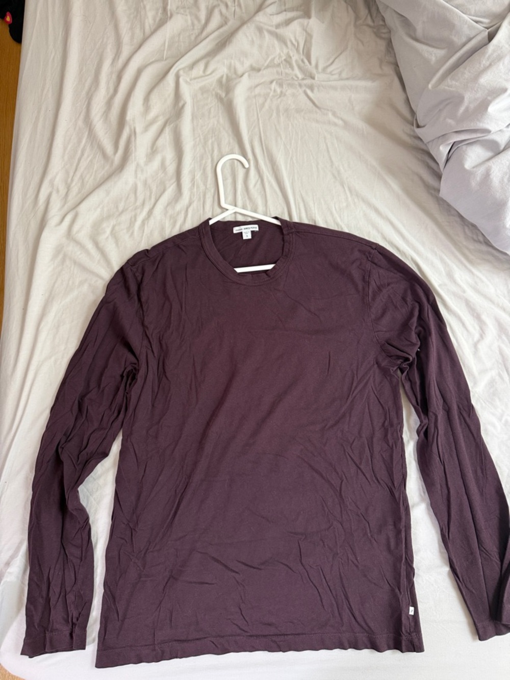 James Perse Men's Long-Sleeve Crew in Deep Plum
